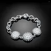 Länkarmband 925 Sterling Silver Fireworks Armband Flower Chain for Women Wedding Engagement Party Fashion Jewelry