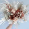 Fleurs artificielles d'herbe de Pampa naturelle, Bouquet de mariage rustique Vintage pour demoiselle d'honneur, fleurs séchées Boho, 240223