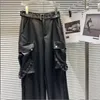 Byxor 2024 Korean Style Girls Leather Pants With Belt Spring Fashion Good Quality 3-12T F297