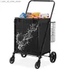 Shopping Carts Folding shopping cart with detachable waterproof lining 330LBS large capacity market shopping cart Q240227