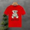 T-shirt da uomo Estate Luxury Brand Cotton Money Bear Lettera Stampa T-shirt larghe da uomo Abiti manica corta Stile coreano Amante Paar Top Tee T240227