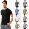Yoga LU Outfit Lu Hardloopshirts Compressie Sportleggings Fitness Gym Voetbal Heren Jersey Sportkleding Sneldrogend Sport T-Top LL Mans Hoge kwaliteit4656