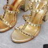 Golden Stud Gladiator Sandały muły obcasowe buty na obcasie buty otwartej butów 95 mm luksusowe projektanci sandały na wysokim obcasie buty wieczorne buty