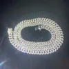 Modestil enkel rad 6mm 10mm is ut Moissanite Solid Sier Cuban Link Chain Rapper Hip Hop Halsband