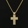 Mens Hip Hop Jewelry 18K Gold Silver Plated Fashion Bling Bling Cross Pendant Men Necklace For Gift Present Christian226d