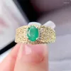 Cluster ringen natuurlijke echte groene smaragd ring ovale luxe stijl 925 sterling zilveren fijne sieraden 5 7 mm 0,9 ct edelsteen L231273