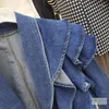 Damesjassen Dames Vleermuismouwen Ruches Crop Denim Jas Koreaanse V-hals Jeansjas Bovenkleding Herfst Streetwear Chaquetas Mujer 2024