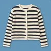 Maglioni da donna Cardigan stile spagnolo 2024 Giacca corta in lana lavorata a maglia a righe con bottoni slim fit