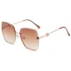 Rectangle sans bord vintage Lunettes de soleil femme Brand Thé Pink Gradient Sun Sund Female Coute Lens Square Ladies UV400 Eyewear