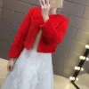 Kürk Lucyever Moda Moda Sahte Tavşan Kürk Mağazalar Kadınlar Sonbahar Kış Gelinlik Beyaz Şal Ceketleri Sıcak Peluş Dış Giyim