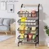 Carrelli della spesa Carrello snack COVAODQ con ruote Portafrutta regolabile a 4 strati cesto per frutta e verdura carrello portaoggetti in filo metallico cesto per alimenti rotolabile Q240227