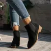 Stiefel Schuhe für Frauen 2023 Heißer Verkauf Seitlicher Reißverschluss Damenstiefel Winter Spitzschuh Feste Kurze Barrel Niedrige Ferse Große Chelsea-Stiefel