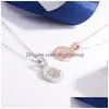 Pendentif colliers Double face rond pendentif colliers pour femmes or Rose luxe strass 925 Sterling Sier collier ras du cou mode Dhxji