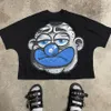 T-shirt masculin European et américain Hip-Hop Cartoon Parodie Imprime