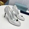 Rhinestone Decoration High Heel Dress Shoes Glitter Pumpar Brudskor Stiletto klackar kvinnors lyxdesigners klänning sko kvällsfest bröllop klackade