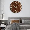 Wandklokken Moderne Klok Donkerbruin Houten 12 Inch Met Glow-in-the-dark Cijfers Stil Huis Voor Kamer