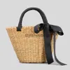 Totes New large capacity woven bag bow knot beach straw trend with handbag Crossbody 230406H24227