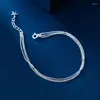 Braccialetti con ciondoli Bracciale a catena multistrato placcato argento 925 per donne Ragazze Matrimonio Compleanno Accessori gioielli Regali E2379