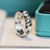 Band Rings Eb5k Double T Sterling Sier Plated Gold Wide Same Hollow Lattice Ring Hand Jewelry iffanyisms H24227