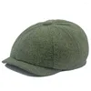 Berets Wool Tweed Herringbone Cap Irish Cap for Mens Women Bert Cabbie Driver Hat Golf Ivy Flat Hats Green Black Navy