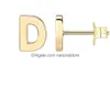 Stud Pavoi 14K Gold Plated Sterling Sier Alphabet Letter Earrings Personalized Initial For Drop Delivery Jewelry Earrings Dhciw