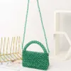 Evening Bags New Niche Handmade Beaded Hollowed Out Crystal Bead Woven Hand Held Crossbody Banquet Candy Colored Small Square Bag 240227