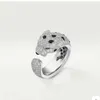 Designer Charm Carter Full Diamond Leopard Ring Personlighet Trend Classic Head Live Broadcast Jewelry