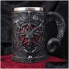 Mokken Retro Bier Koffiekopjes 3D Gothic Beker Ijzeren Troon Tankard Roestvrij Staal Hars Wijnglas Mok Bar Decoratie Gift Drop Delive Dhy7O