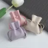 Necklaces 20pcs Bulk Jewellry Pouches Beige Cream Microfiber Suede Jewelry Drawstring Gift Small Bags Ring Earrings Necklace Packaging