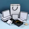 Jóias 24pack jóias caixas de embalagem caixa de papel caixa de presente organizador de organizador de casamento diy festas de Natal armazenamento preto caixas brancas