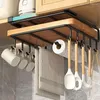 Armazenamento de cozinha duplo sob o armário pendurado rack tábua de cortar organizador pote tampa suporte tecido prateleira multiuso aço inoxidável