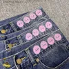Herren Jeans Herren Damen Jeans 1 1 Hochwertige lose losen lässige Streetwear Stickmuster gedruckt gewaschene Jeanshose T240227