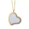 Colares de pingente 100 pcs personalizado cor de ouro coração forma sublimação colar em branco para impressão personalizada