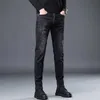 Jeans da uomo firmati di marca Peluche Autunno e Inverno Nuova tendenza Ricamo Hot Diamond Stretch Pantaloni slim fit WEN3