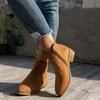 Bottes Chaussures pour Femmes 2023 Offre Spéciale Fermeture Éclair Latérale Bottes Pour Femmes Hiver Bout Pointu Solide Baril Court Talon Bas Grande Taille Bottes Chelsea