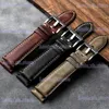 Watch Bands Handmade Vintage Old Leather band 18 19 20 21 22MM black brown gray male soft leather strap brushed first layer cowhide T240227