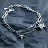 Charm Bracelets Vintage Silver Color Crystal Tassel Star Bracelet &Bangle For Women Elegant Jewelry Gift Sl275