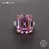 Shipei Natural Rectangle White Pink Sapphire Ring 925 Sterling Silver Sapphire Rings for Women Men Wedding Engagement216d