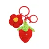 Porte-clés en laine tissé à la main, fraise, accessoires de fleurs, pendentif de sac, petit cadeau, vente en gros, 2024