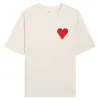 Camiseta para hombre, camiseta de París, camisa holgada clásica con bordado de corazón, camisa de manga corta para mujer