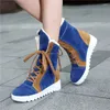 Boots Women Winter Nubuck Leather Height Increase Elevator Round Toe Lace Up Fashion Warm Mid-Calf Snow Plus Size 34-43 SXQ0928