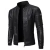 PU Casual Leder Jacke Männer Frühling Herbst Mantel Motorrad Biker Slim Fit Outwear Männlich Stehen Kragen Solide Plus Größe M3XL 240223