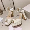 Glanzend Kristal Luxe Hoge Hak Schoenen Vrouwen Sandalen Gesp Platform Schoenen Vrouwelijke Sandalias De Las Mujer