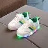 Outdoor New Children Luminous Shoes Boys Girls Stripe Sport Running Shoes Baby Lights Fashion Sneakers Toddler Kids LED Sneakers