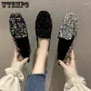 Scarpe eleganti WTEMPO Sneakers da donna con tacco basso glitterate Slip-on femminili casual con plateau bling Comodo mocassino