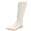 Boots Round Toe White Shoes Women Over Knee Booties Woman 2024 Low Heel Boots-women Over-the-knee Rubber Pointy Mid
