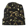 Berets Gold Music Beanie Hats Notes and Clefs Skullies Beanies Outdoor Sport Warm Warm Usisex Caps Winter Hip Hop Bonnet Idea