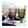 Wine Glasses Wholesale 270Ml European Style Embossed Stained Glass Wine Lamp Thick Goblets 7 Colors Wedding Decoration Gifts A0059 New Dhehk