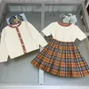 Girl Clessle Set England Style Designer Little Girls Flower Wedding Dress 2024 Summe Sumber Child Complements 90-160 cm