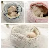 Mats Cat Bed Winter Warm Dog House 2 w 1 okrągły miękki Plush Pet Spiło